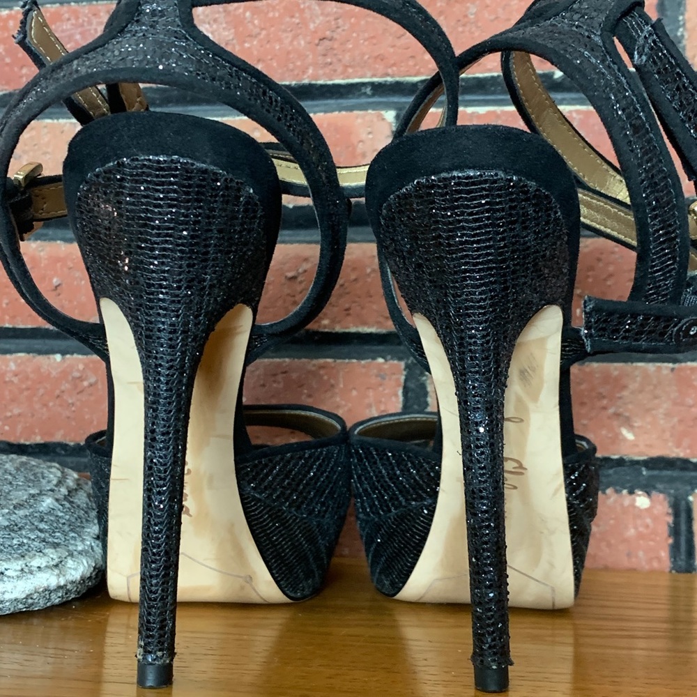 Sam Edelman Black Sparkle High Heel Shoes SZ - 8 - Picture 4 of 5
